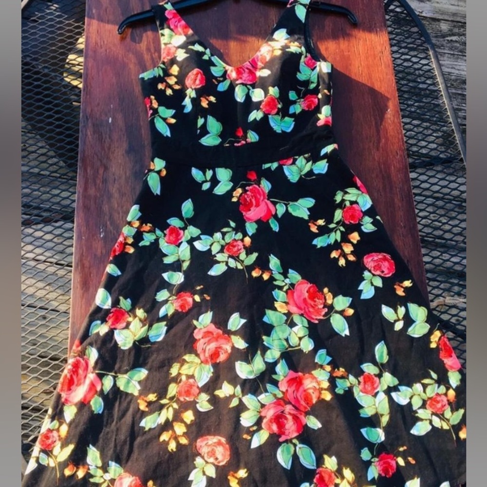 Black Rainbow Vintage Floral Retro Dress - Picture 5 of 7